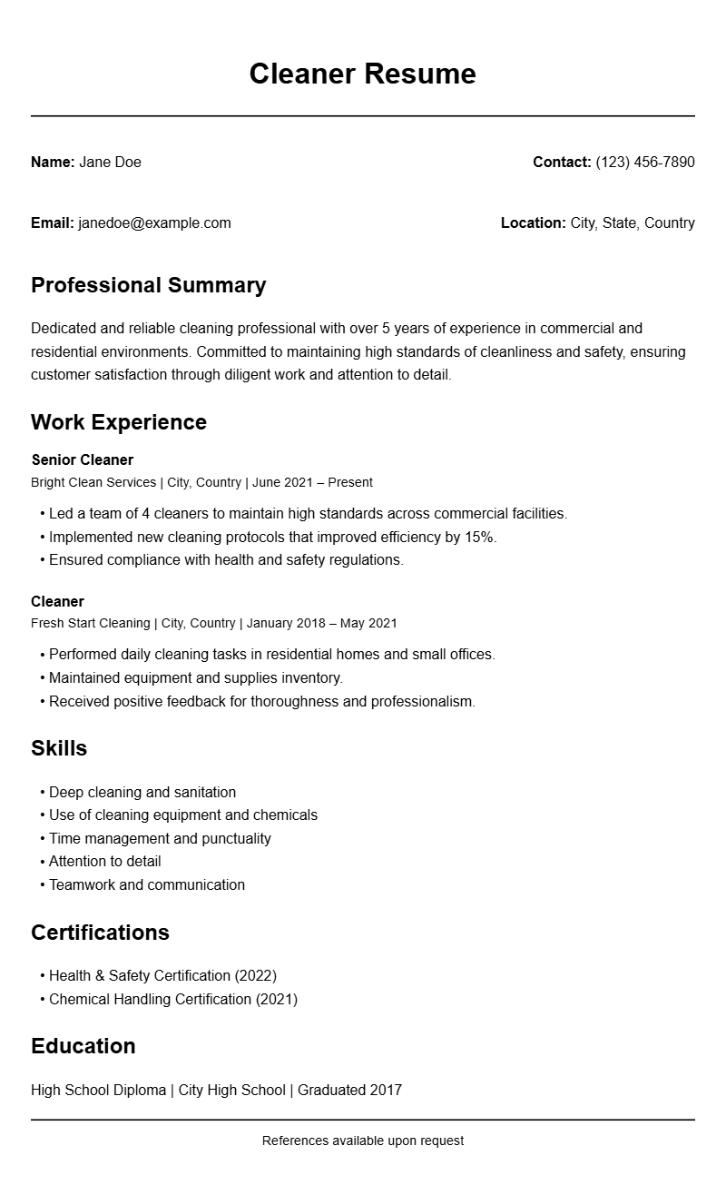 Best Cleaner Resume Templates to Impress Employers