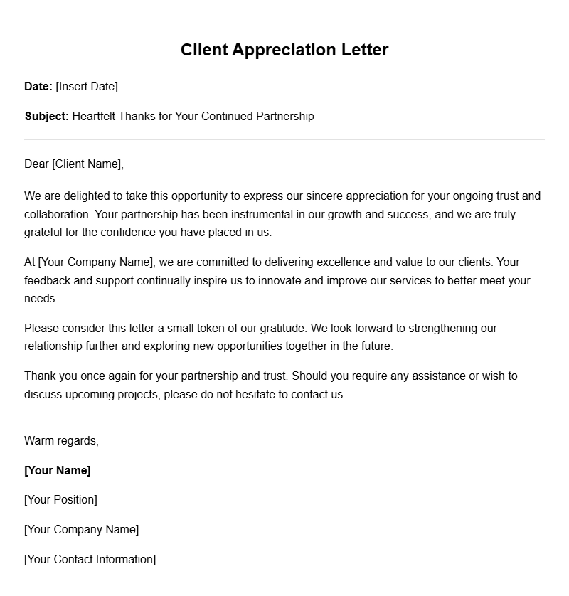 Effective Client Appreciation Letter Templates for Every Occasion