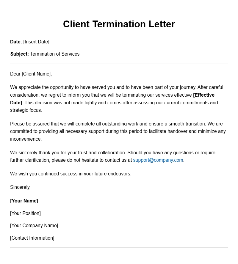 Sample Client Termination Letters for Professional Communication
