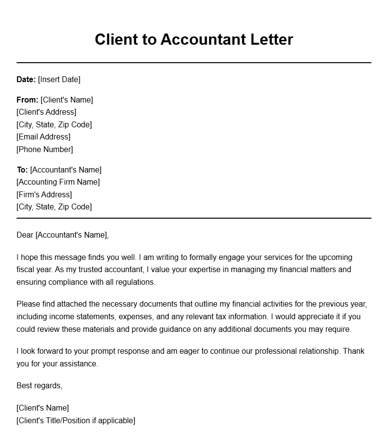 Client to Accountant Letter Templates for Easy Communication Client to Accountant Letter Templates for Easy Communication