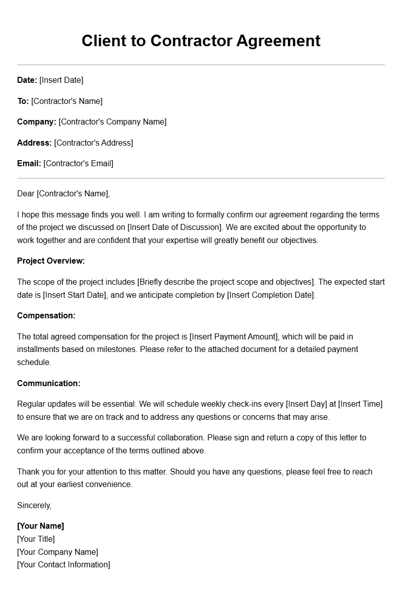 Client to Contractor Letter Templates for Easy Communication