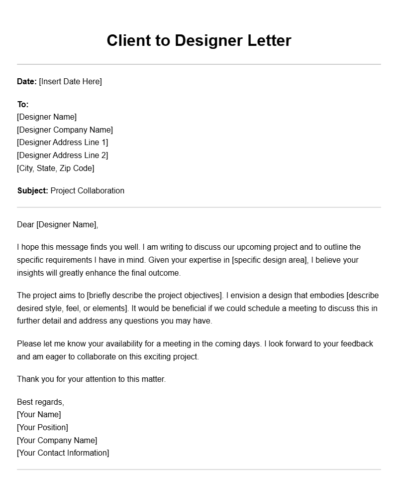Client to Designer Letter Templates for Effective Communication