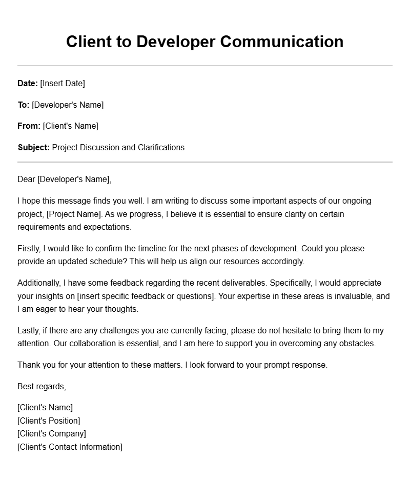 Client to Developer Letter Templates for Effective Communication