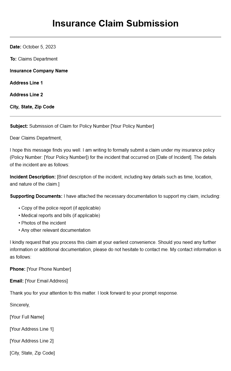 Client to Insurance Company Letter Samples for Easy Reference