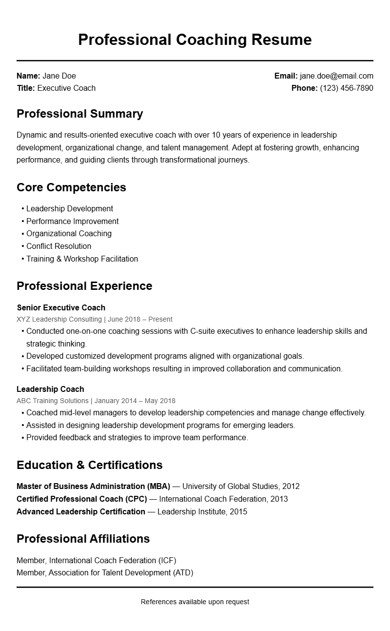 Top Coach Resume Templates to Showcase Your Leadership Skills