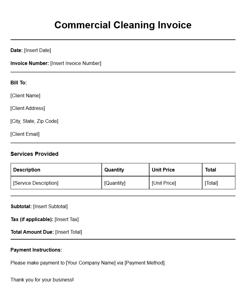 Commercial Cleaning Invoice Templates for Your Business Needs
