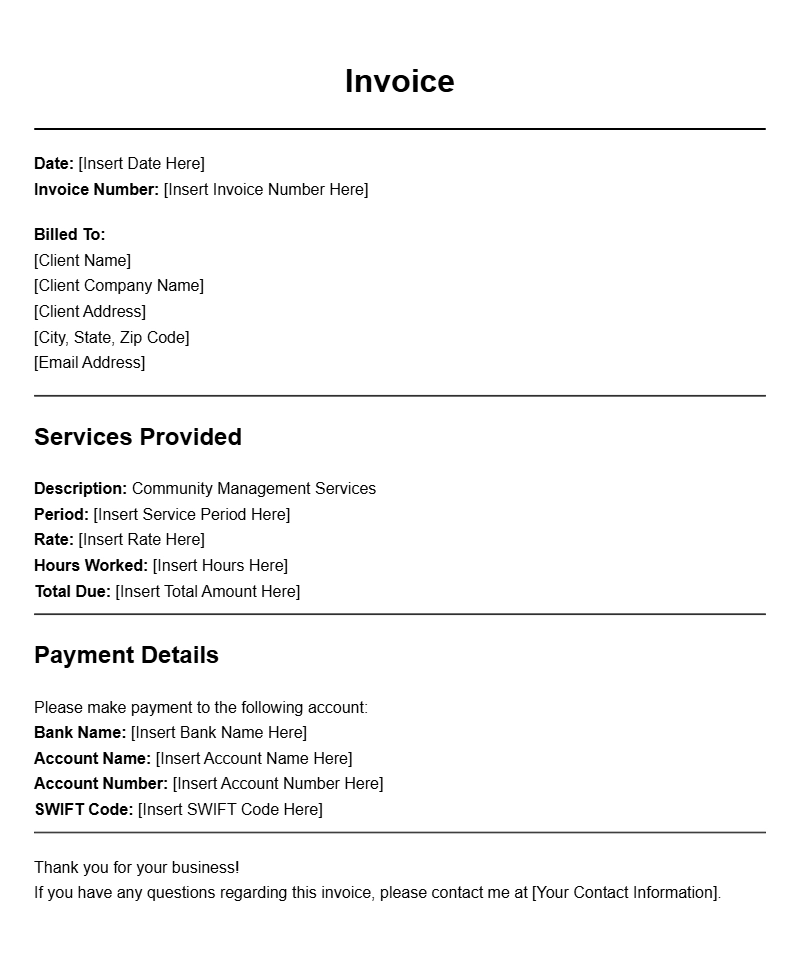 Community Manager Invoice Templates for Efficient Billing