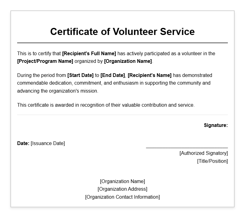 Community Volunteer Certificate Templates for Recognition