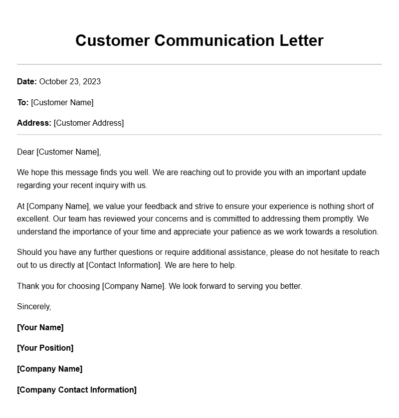 Company to Customer Letter Templates for Effective Communication