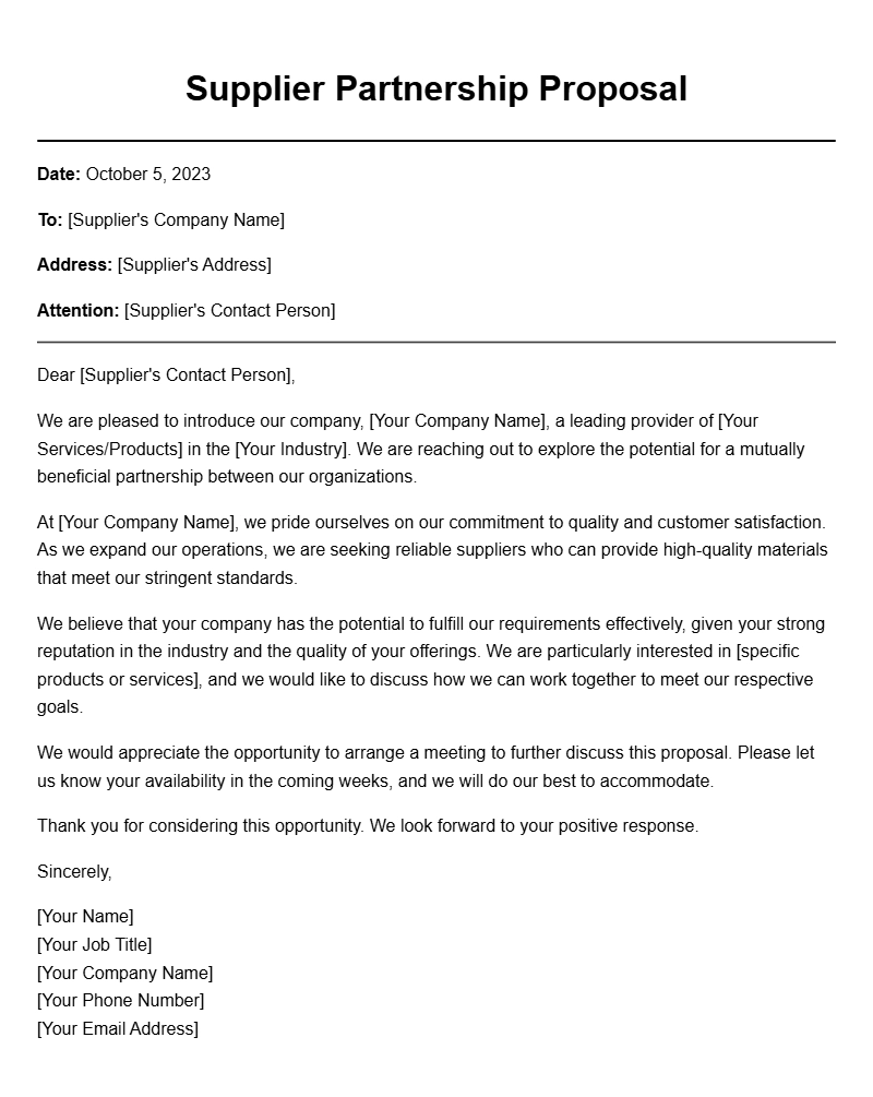 Company to Supplier Letter Samples for Effective Communication