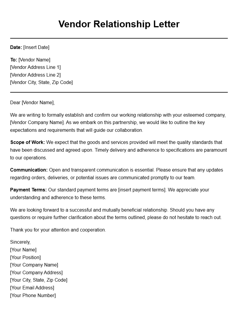 Company to Vendor Letter Templates for Effective Communication