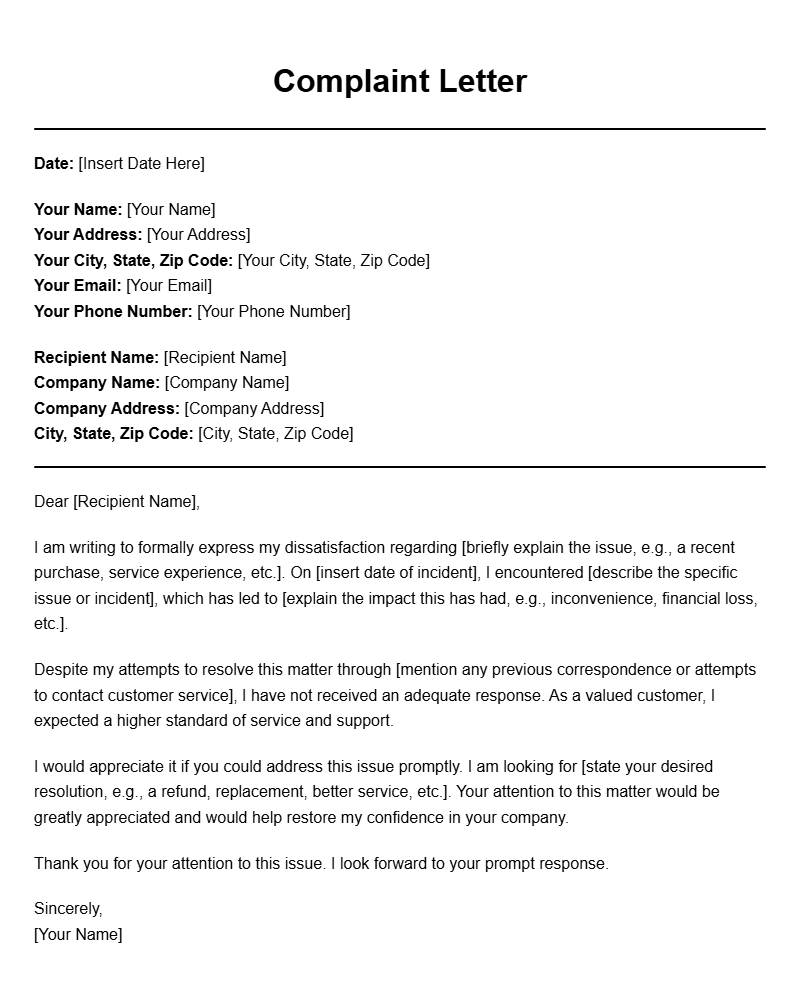 Effective Complaint Letter Templates for Every Situation
