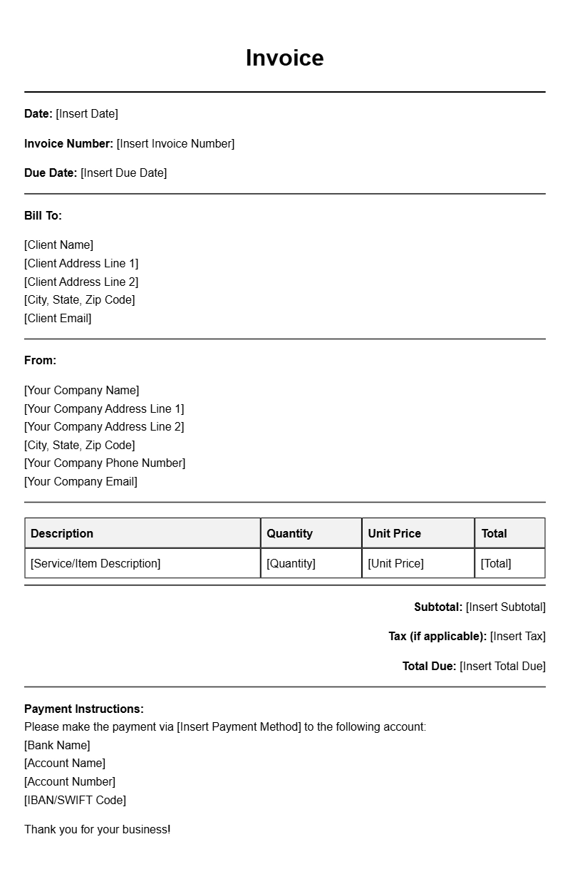 Concrete Contractor Invoice Templates for Easy Billing