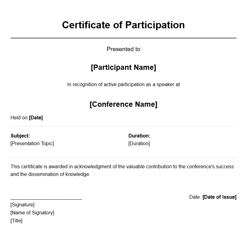 Conference Speaker Certificate Templates for Celebrating Your Achievement