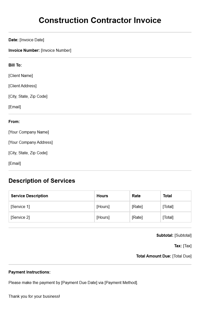 Essential Construction Contractor Invoice Templates for Your Business