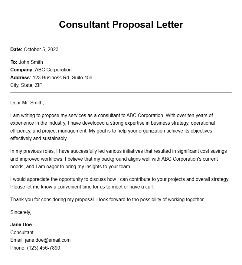 Consultant to Company Letter Samples for Effective Communication