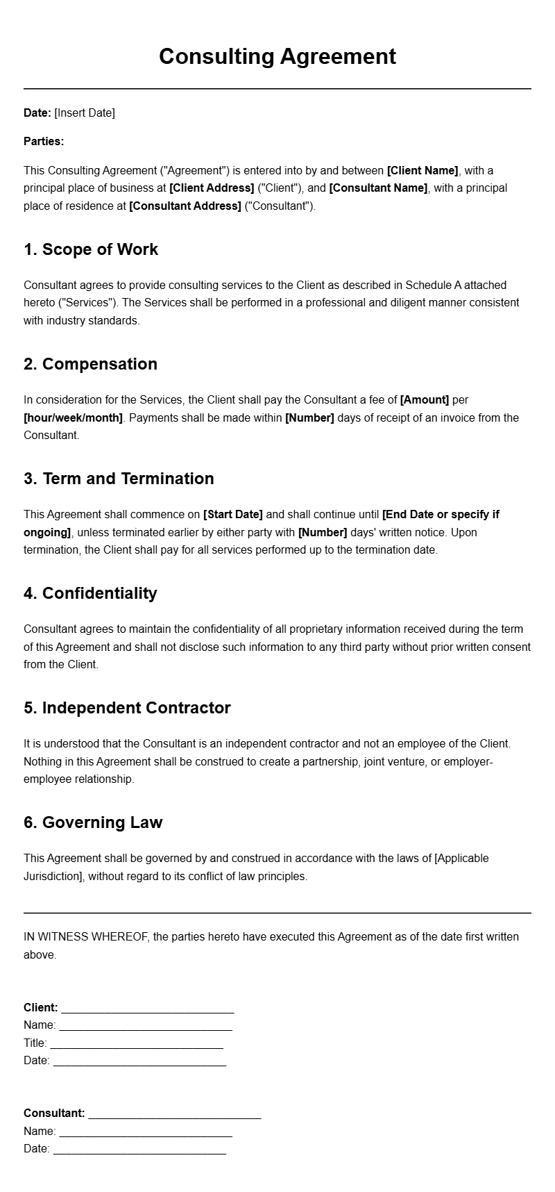 Consulting Agreement Letter Samples for Your Business Needs