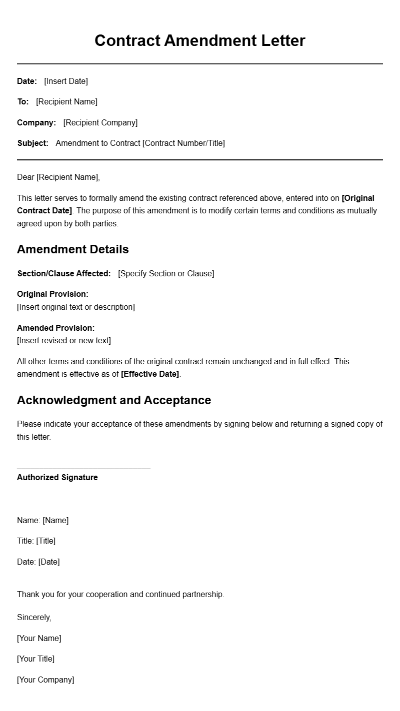 Effective Contract Amendment Letter Samples for Your Business