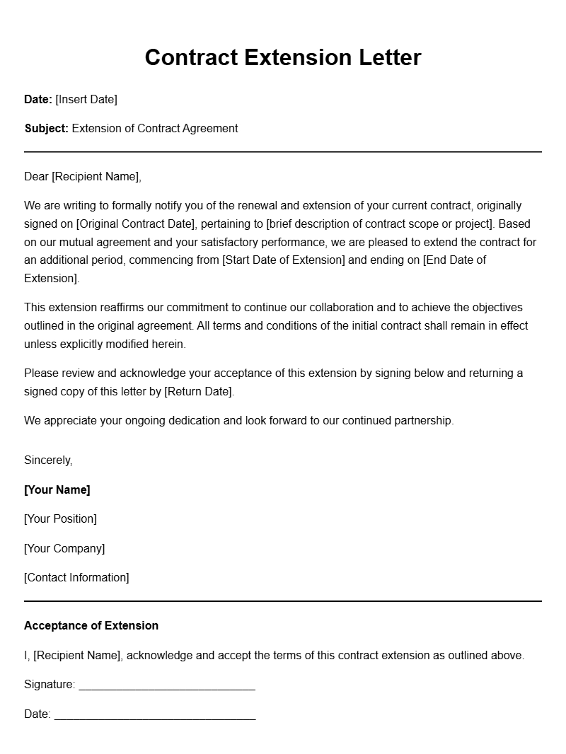 Sample Contract Extension Letters for Professional Use