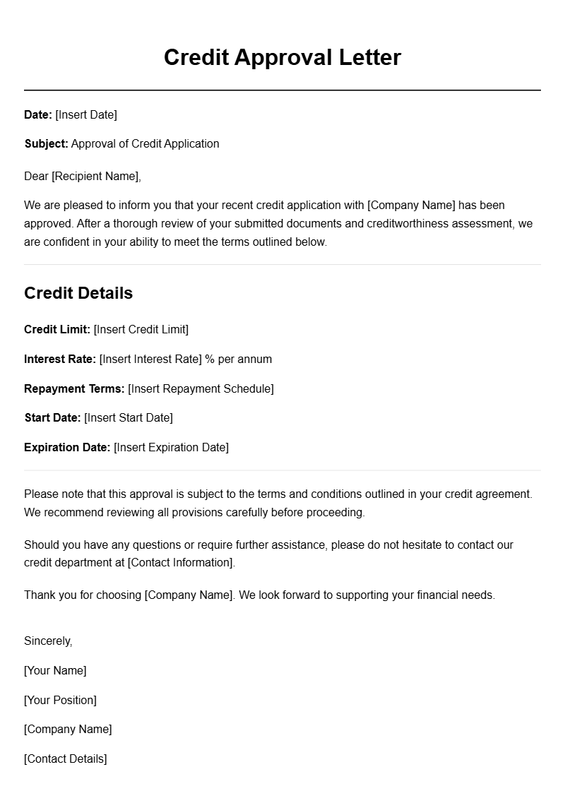 Professional Credit Approval Letter Templates for Your Needs