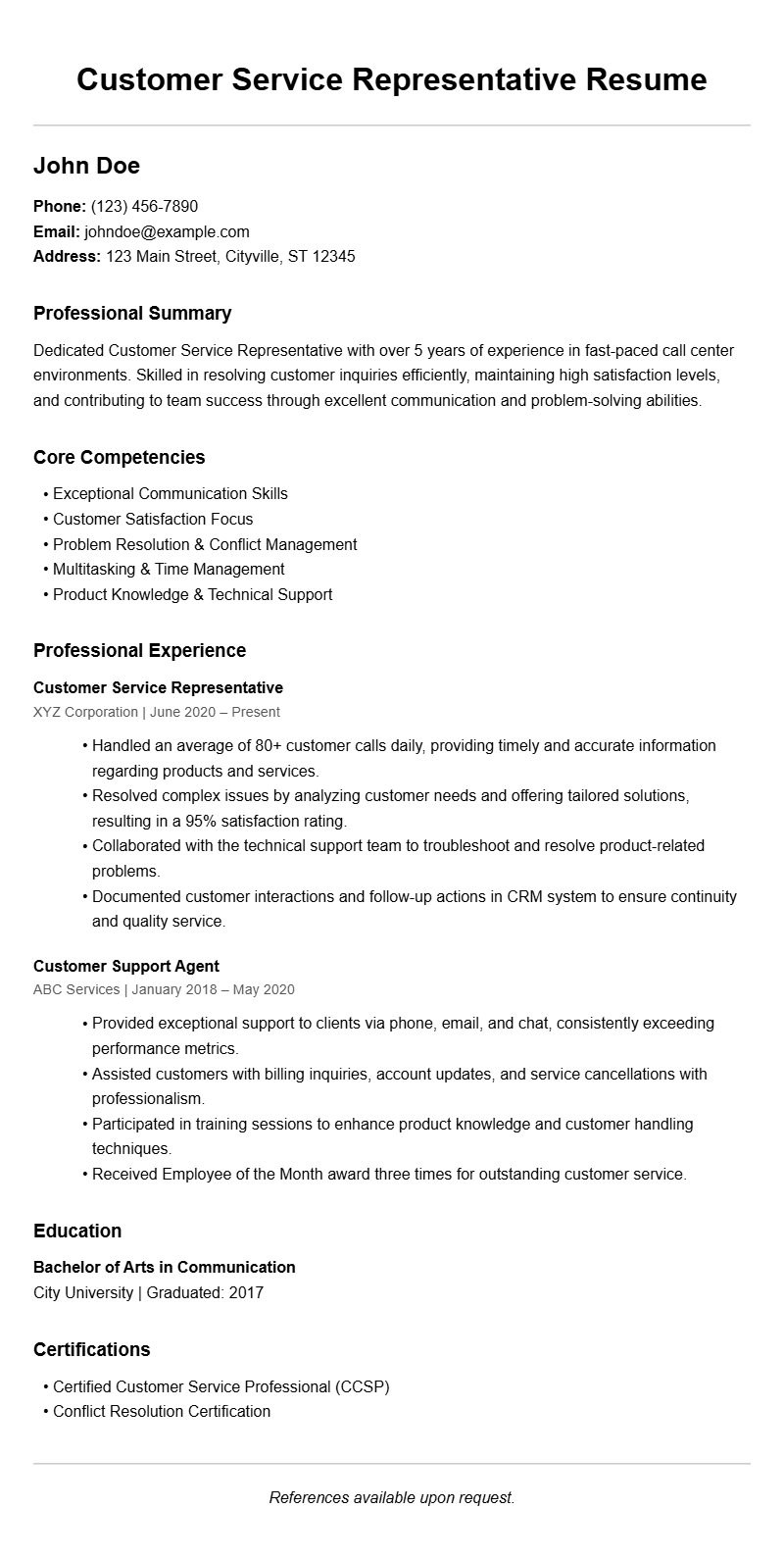 Customer Service Representative Resume Samples and Tips