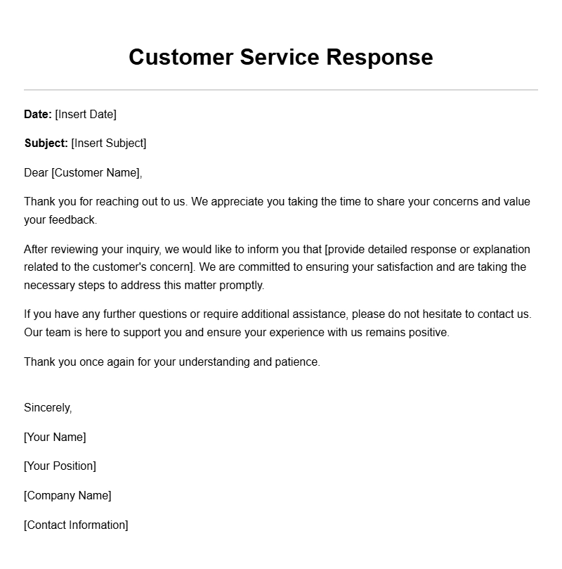 Effective Customer Service Response Letter Templates