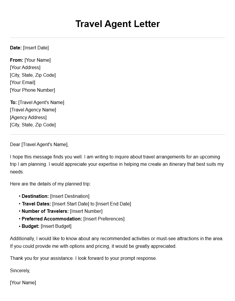 Customer Letter Templates for Travel Agents