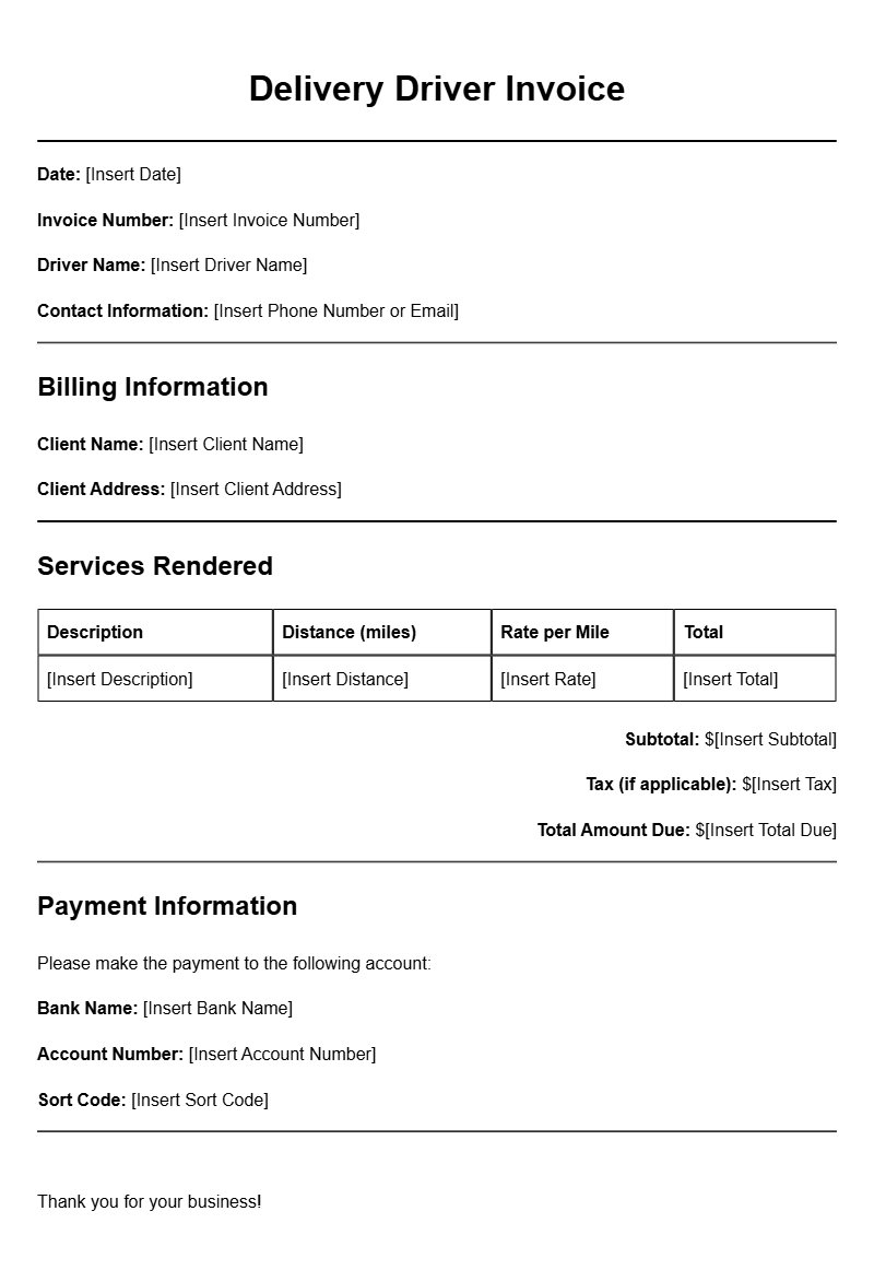 Delivery Driver Invoice Templates for Easy Billing