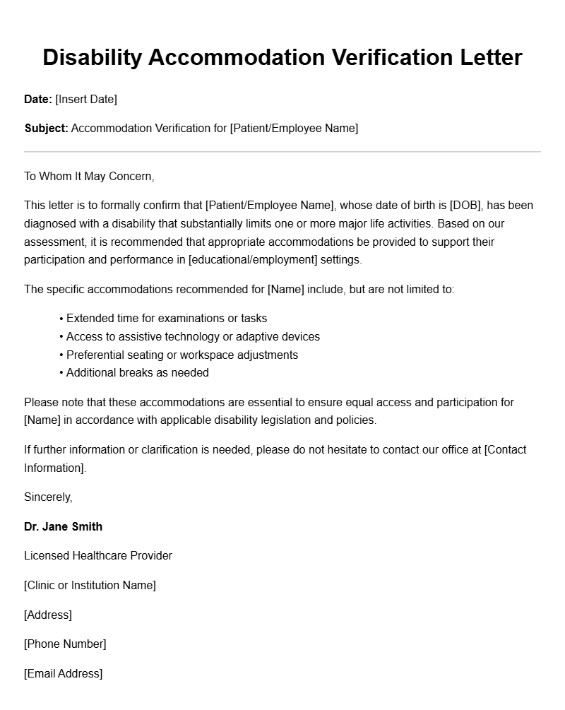 Sample Disability Accommodation Letters for Your Needs