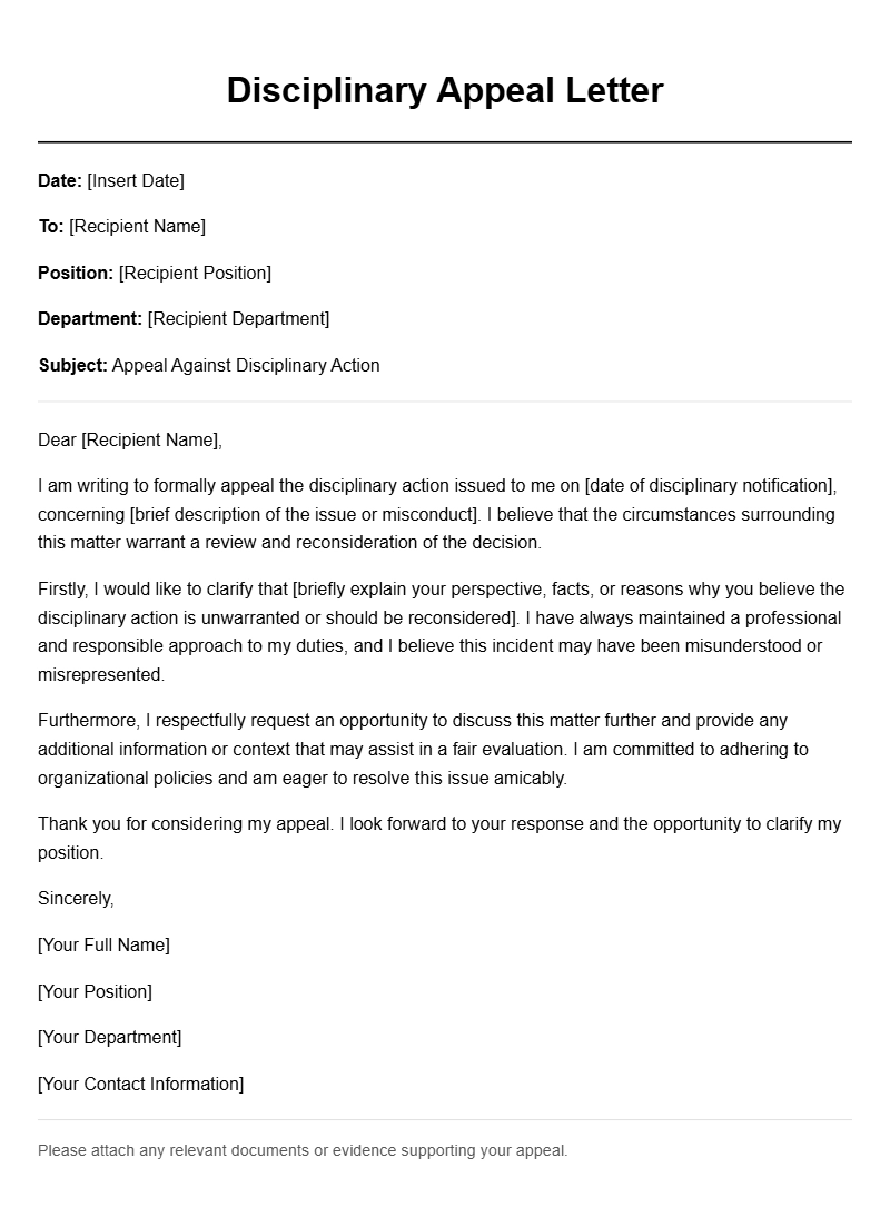 Effective Disciplinary Appeal Letter Templates for Employees