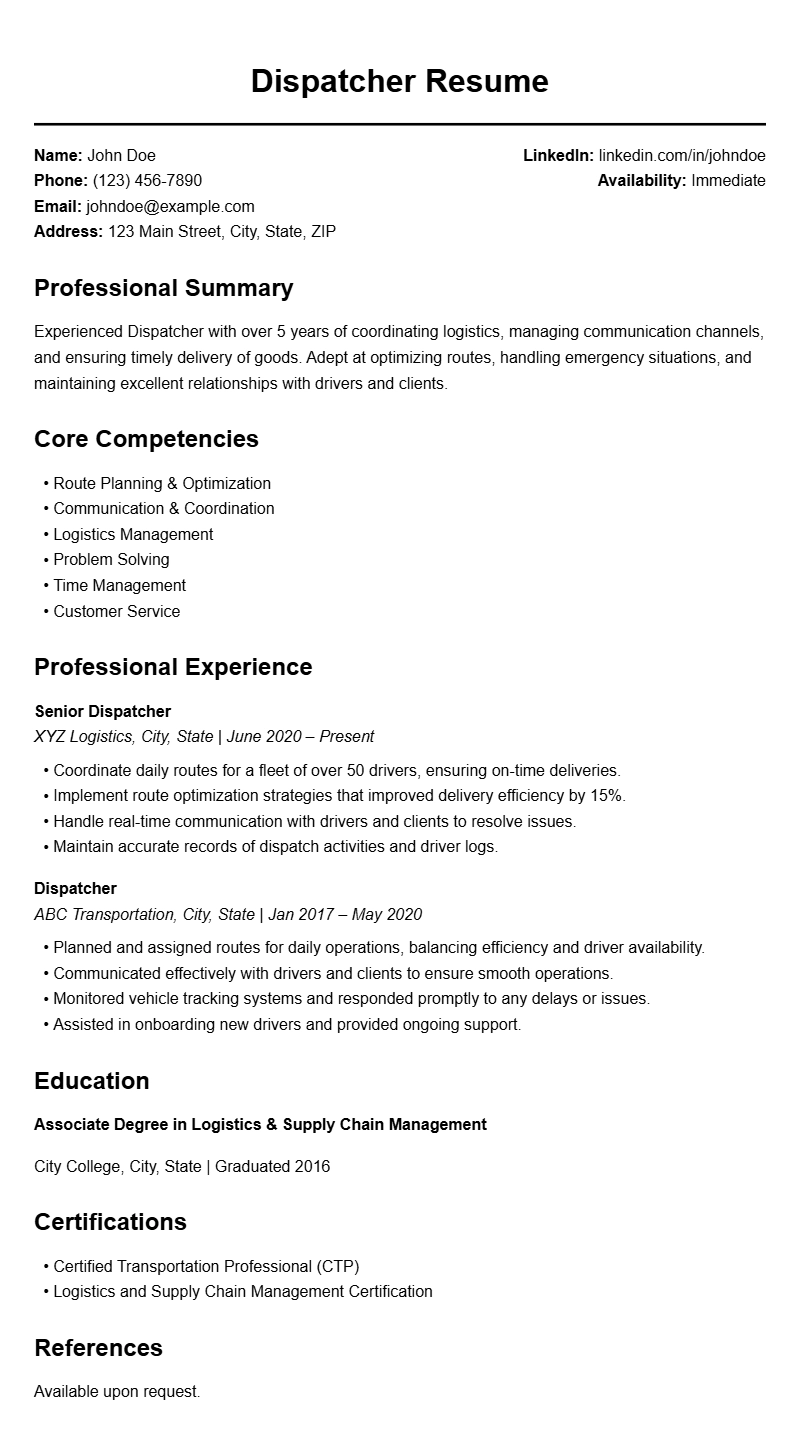 Best Dispatcher Resume Templates to Stand Out in Your Job Search