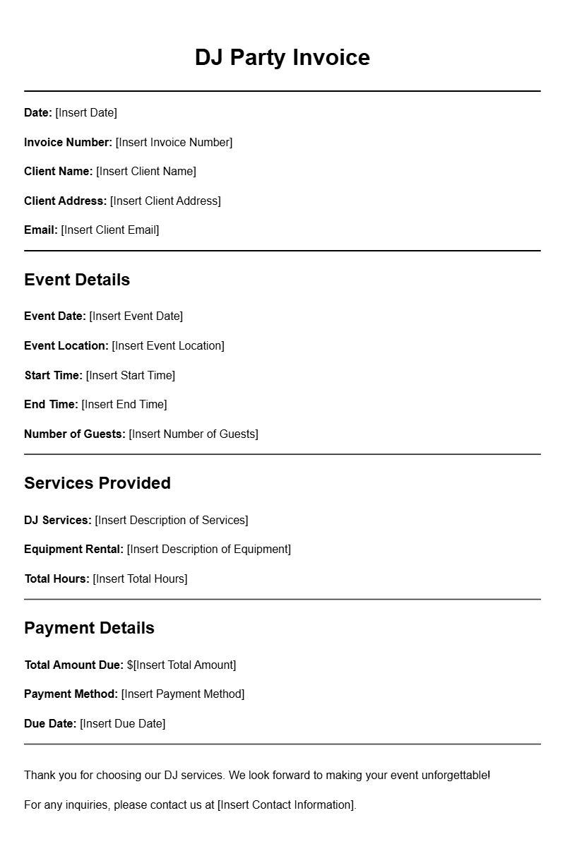 DJ Party Invoice Templates for Easy Event Billing