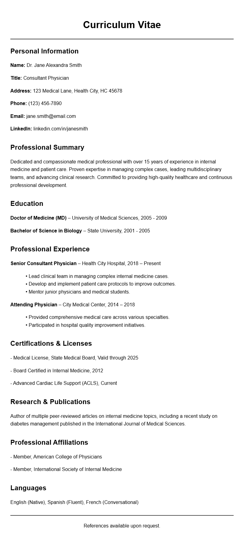 Professional Doctor Resume Templates for a Strong Application