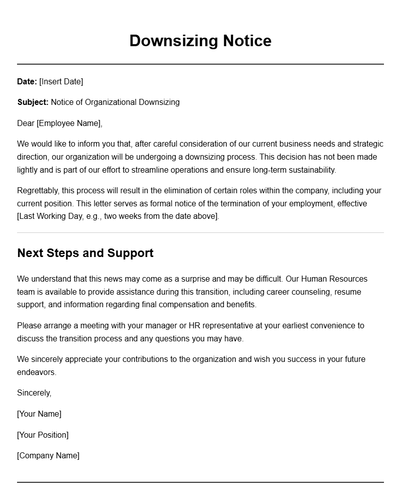 Downsizing Notice Letter Samples and Templates