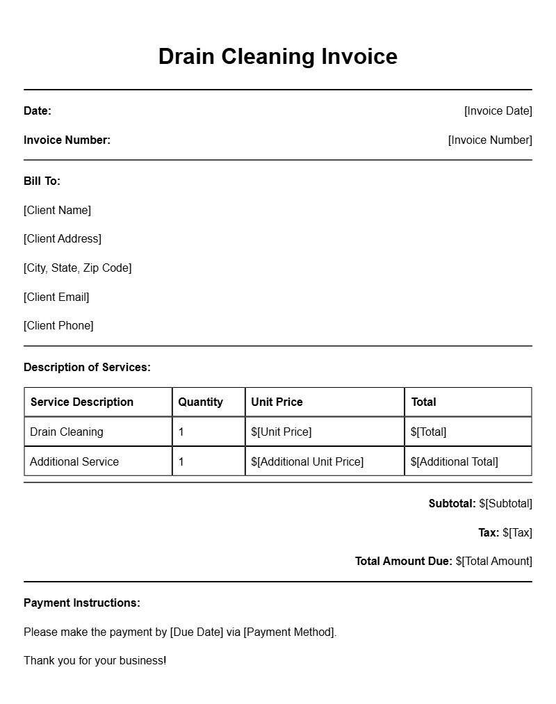 Drain Cleaning Invoice Templates for Your Business