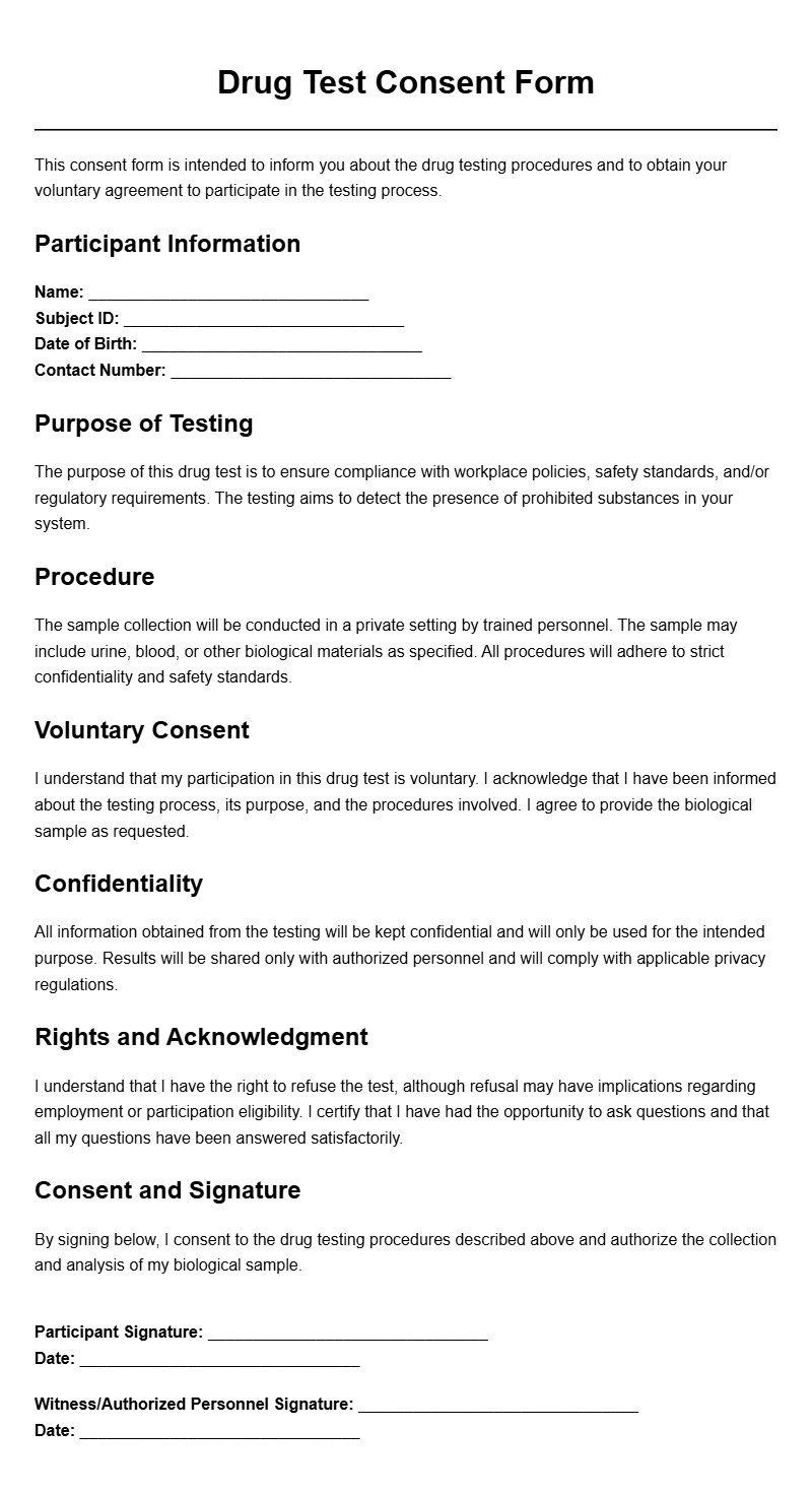 Drug Test Consent Letter Templates for Employers and Individuals