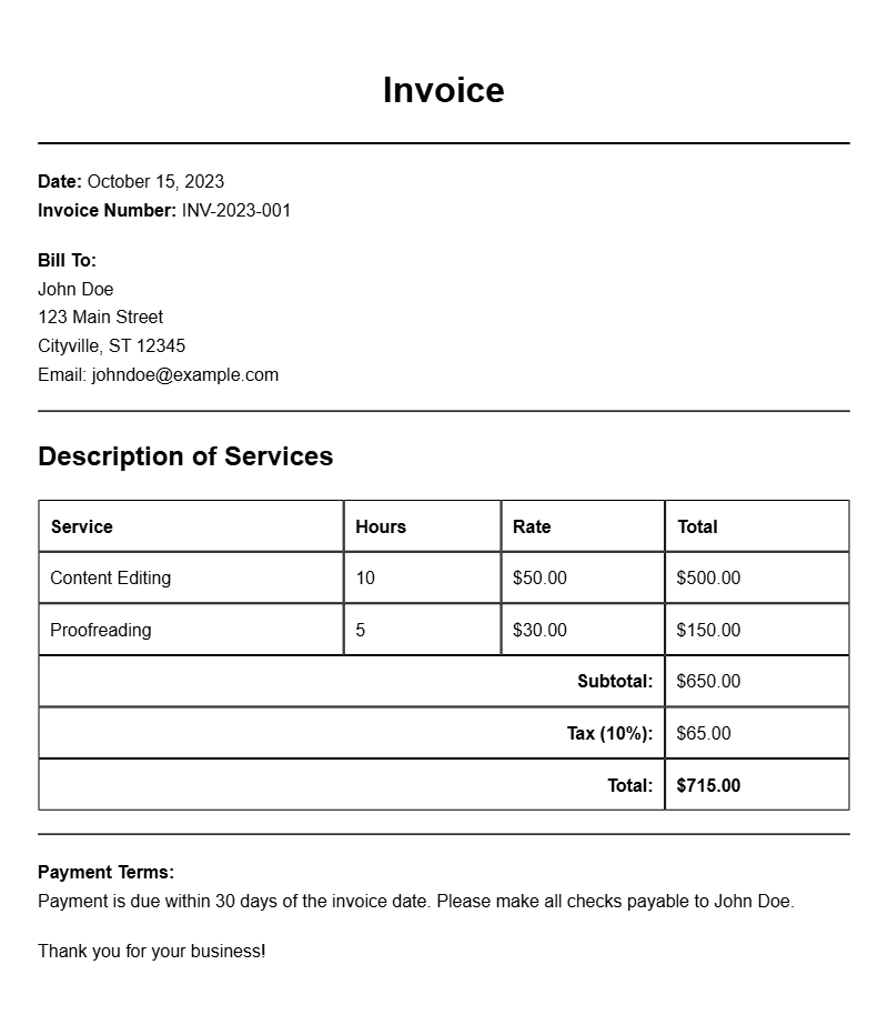 Editor Invoice Templates for Easy Billing Solutions
