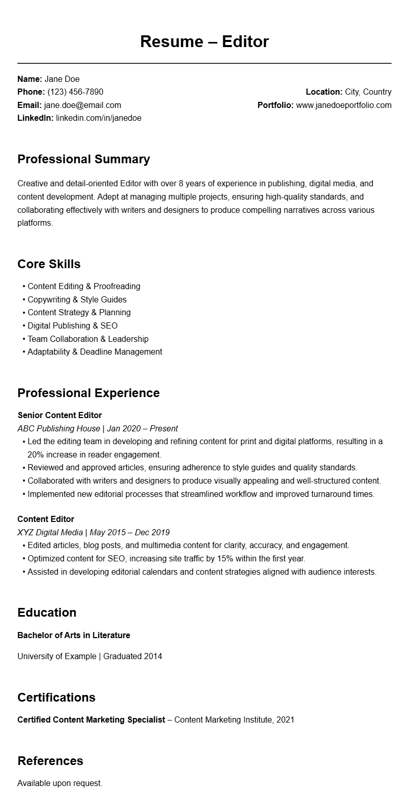 Best Editor Resume Templates to Showcase Your Skills