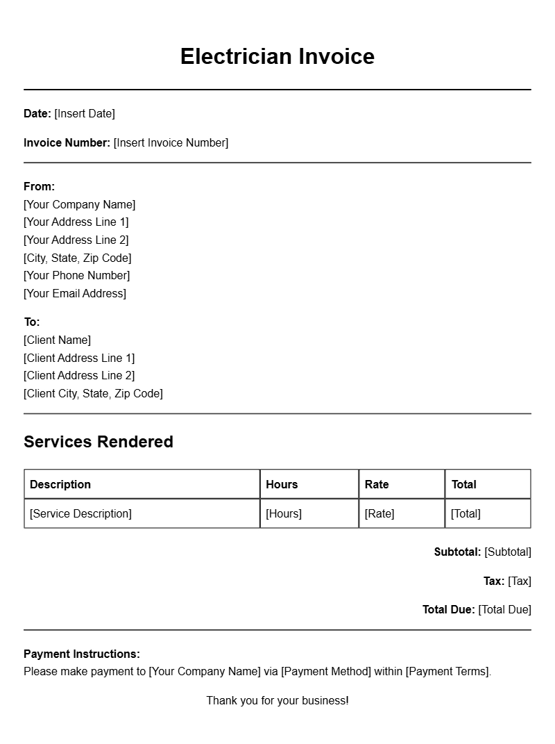 Essential Electrician Invoice Templates for Your Business