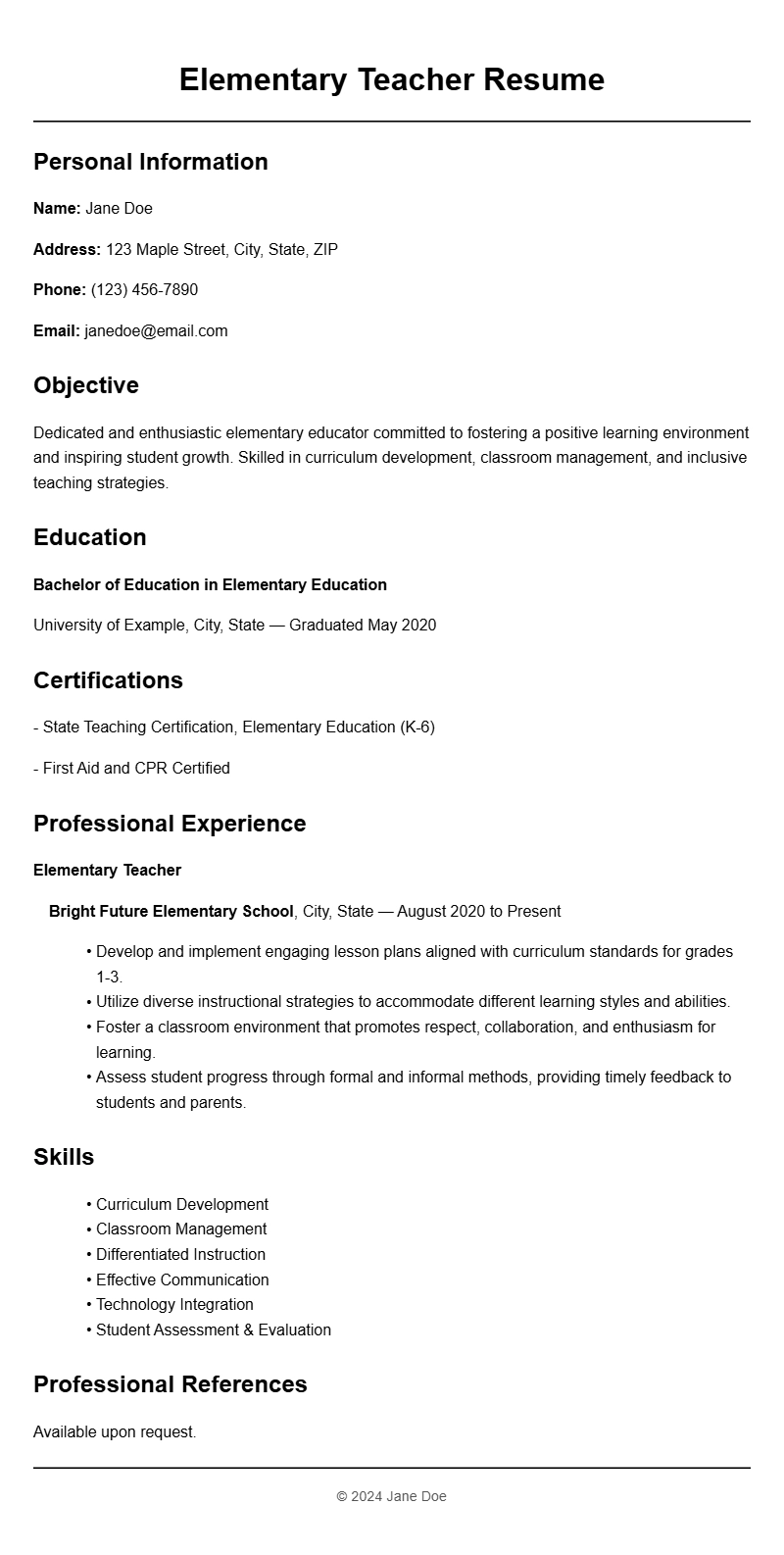 Elementary Teacher Resume Templates for a Strong Application