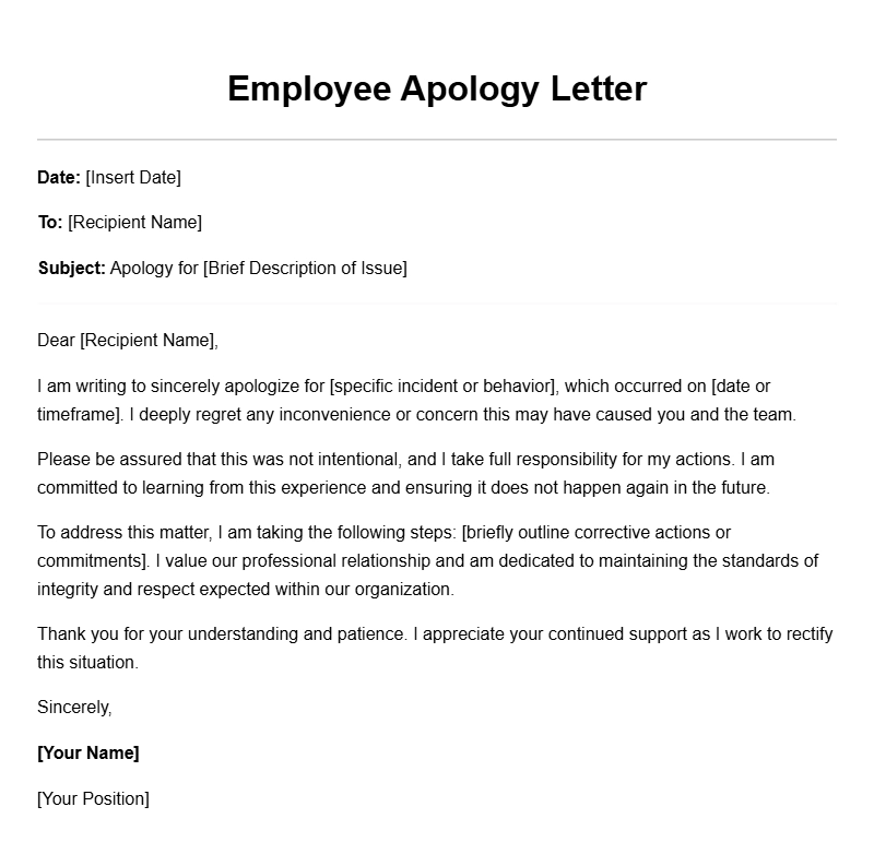Professional Employee Apology Letter Templates for Any Situation