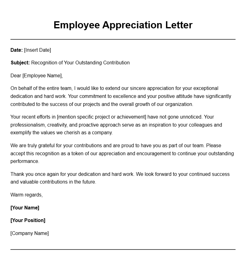 Effective Employee Appreciation Letter Templates for Recognizing Your Team