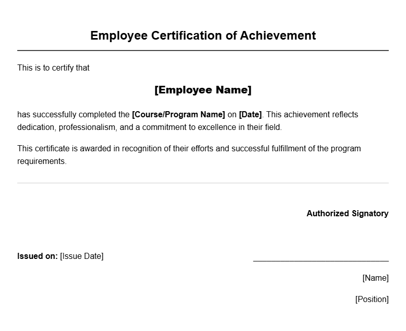 Professional Employee Certificate Templates for Recognition
