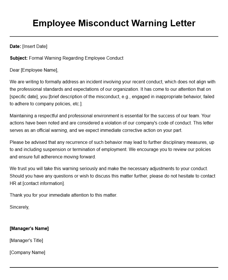 Sample Employee Misconduct Letters for HR Professionals