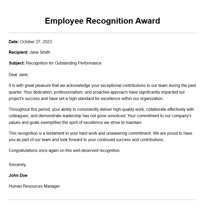 Effective Employee Recognition Letter Samples for Inspiring Appreciation