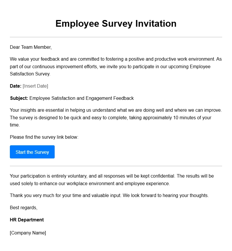 Effective Employee Survey Invitation Letter Samples