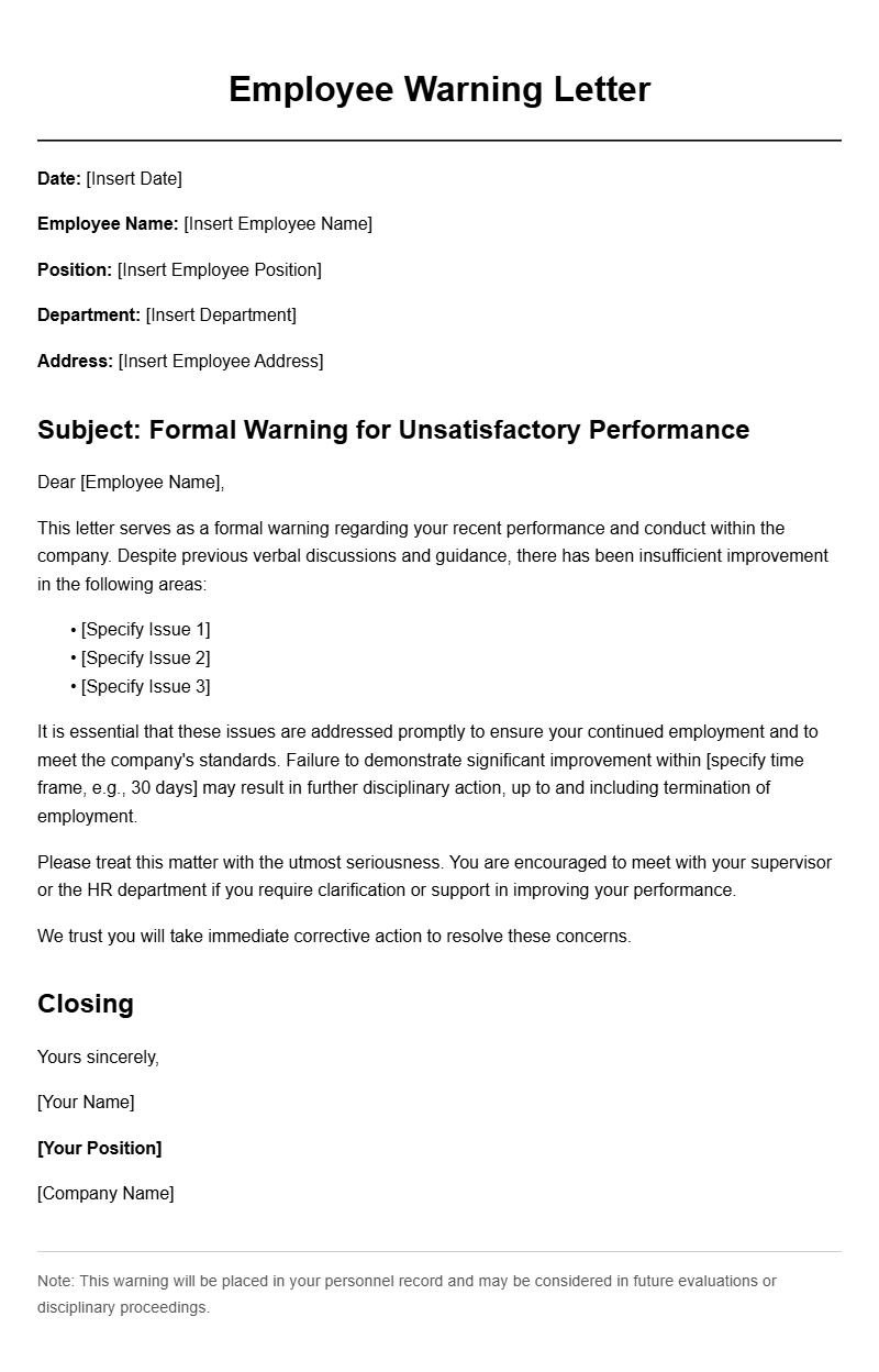 Sample Employee Warning Letters for Effective Communication