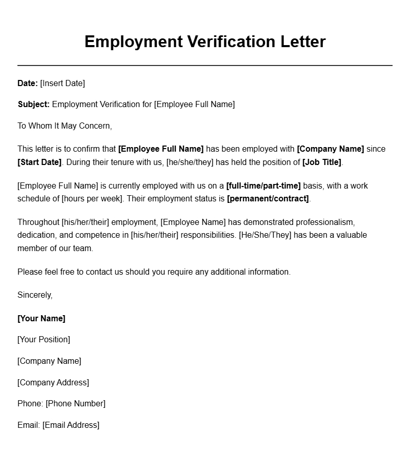 Sample Employment Verification Letters for Your Needs