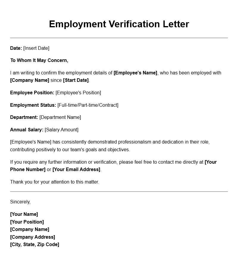 Employment Verification Letter Templates for Easy Use