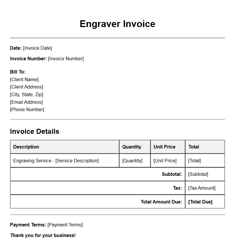 Engraver Invoice Templates for Your Business Needs